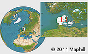 Satellite Location Map of Randers, highlighted country