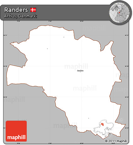 Gray Simple Map of Randers, cropped outside