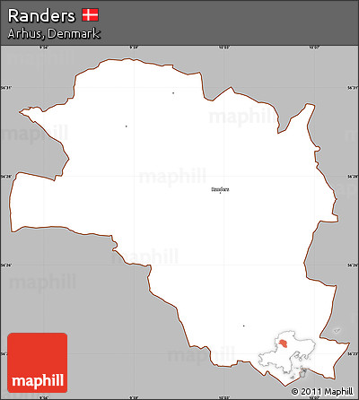 Gray Simple Map of Randers, cropped outside
