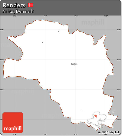 Gray Simple Map of Randers, cropped outside
