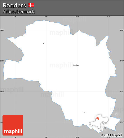 Gray Simple Map of Randers, single color outside