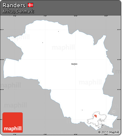 Gray Simple Map of Randers, single color outside