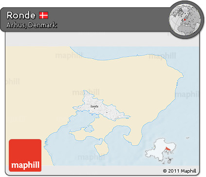 Classic Style 3D Map of Ronde, single color outside