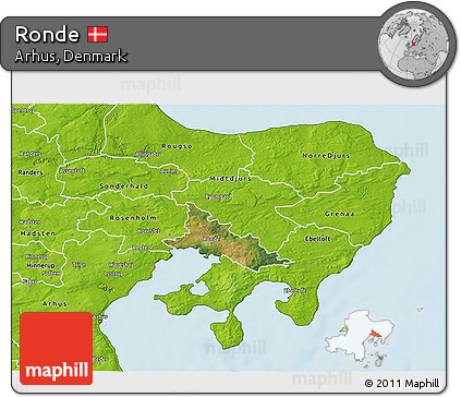 Satellite 3D Map of Ronde, physical outside