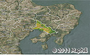 Satellite 3D Map of Ronde, semi-desaturated