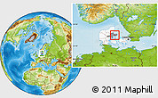 Physical Location Map of Ronde, highlighted country, highlighted parent region