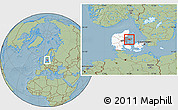 Savanna Style Location Map of Ronde, highlighted country, highlighted parent region, hill shading