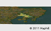 Satellite Panoramic Map of Ronde, darken