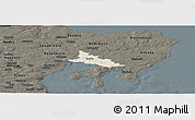 Shaded Relief Panoramic Map of Ronde, darken