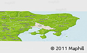 Shaded Relief Panoramic Map of Ronde, physical outside
