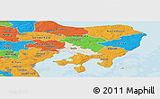 Shaded Relief Panoramic Map of Ronde, political outside