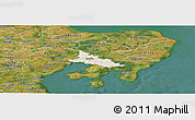 Shaded Relief Panoramic Map of Ronde, satellite outside