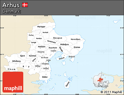 Classic Style Simple Map of Arhus, single color outside
