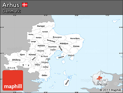 Gray Simple Map of Arhus, single color outside