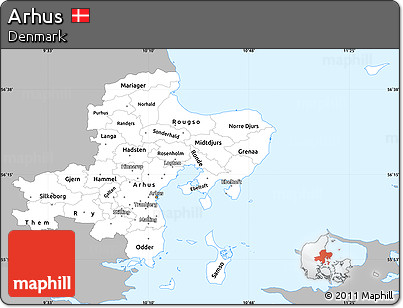 Gray Simple Map of Arhus, single color outside