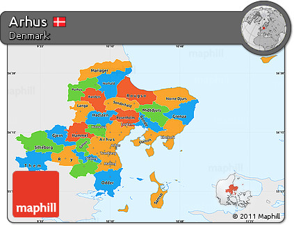 Political Simple Map of Arhus, single color outside