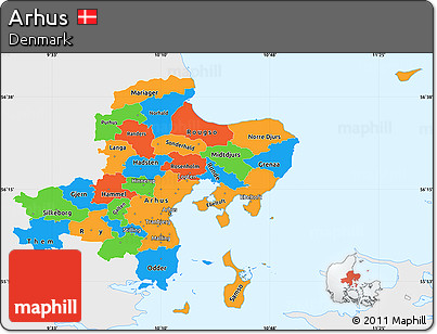 Political Simple Map of Arhus, single color outside