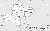 Silver Style Simple Map of Arhus, cropped outside