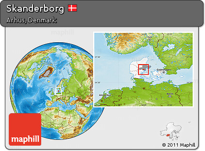 Physical Location Map of Skanderborg, highlighted country, highlighted parent region