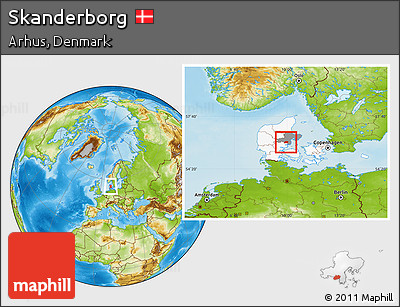 Physical Location Map of Skanderborg, highlighted country, highlighted parent region