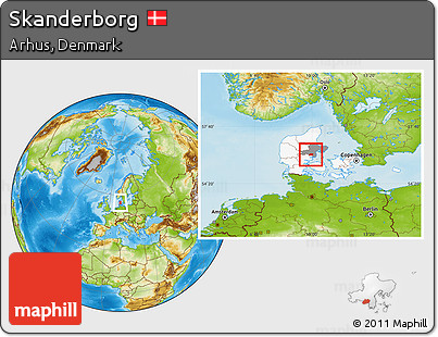 Physical Location Map of Skanderborg, highlighted country, highlighted parent region