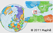Political Location Map of Skanderborg, highlighted country, highlighted parent region, within the entire country