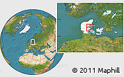 Satellite Location Map of Skanderborg, highlighted country, highlighted parent region