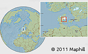 Savanna Style Location Map of Skanderborg, highlighted parent region, hill shading