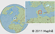 Savanna Style Location Map of Skanderborg, hill shading