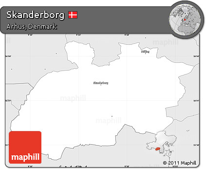 Silver Style Simple Map of Skanderborg