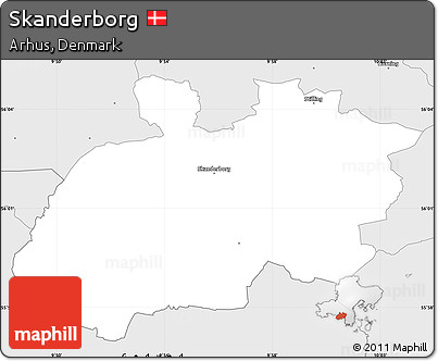 Silver Style Simple Map of Skanderborg