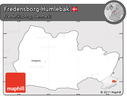 Silver Style Simple Map of Fredensborg-Humlebak, cropped outside