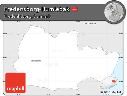 Silver Style Simple Map of Fredensborg-Humlebak