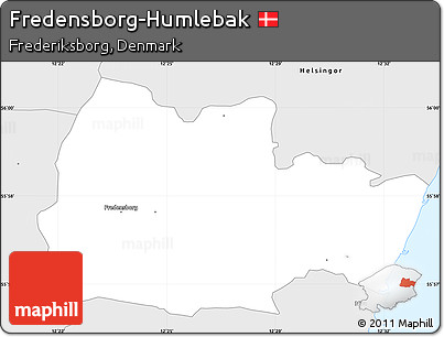 Silver Style Simple Map of Fredensborg-Humlebak
