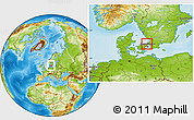 Physical Location Map of Helsingor, within the entire country