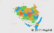 Political 3D Map of Fyn, cropped outside