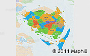 Political 3D Map of Fyn, lighten