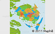 Political 3D Map of Fyn, physical outside