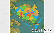 Political 3D Map of Fyn, satellite outside