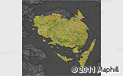 Satellite 3D Map of Fyn, darken, desaturated