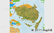 Satellite 3D Map of Fyn, political outside