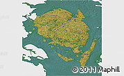 Satellite 3D Map of Fyn, single color outside