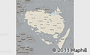 Shaded Relief 3D Map of Fyn, darken, semi-desaturated