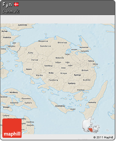 Shaded Relief 3D Map of Fyn