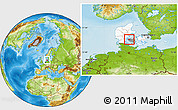 Physical Location Map of Aarup, highlighted country, highlighted parent region