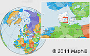 Political Location Map of Aarup, highlighted country