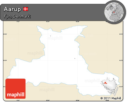 Classic Style Simple Map of Aarup, single color outside