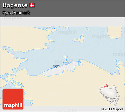 Classic Style 3D Map of Bogense, single color outside