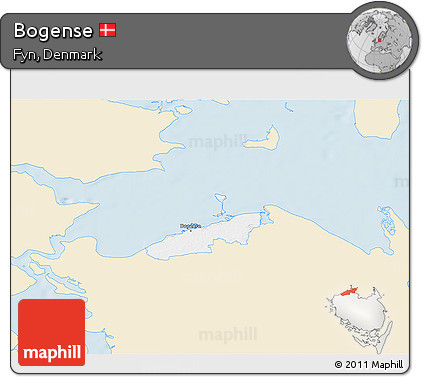 Classic Style 3D Map of Bogense, single color outside