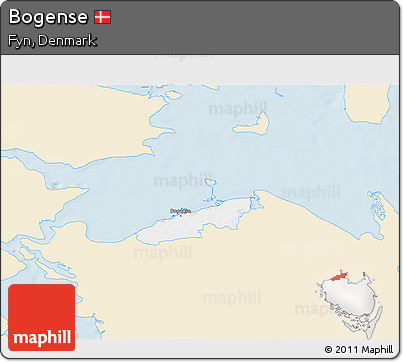 Classic Style 3D Map of Bogense, single color outside